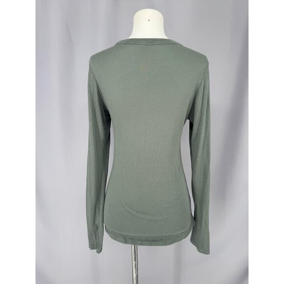 Barefoot Dreams Shirt Womens Small Green 100% Cotton Long Sleeve Crewneck - Picture 3 of 9